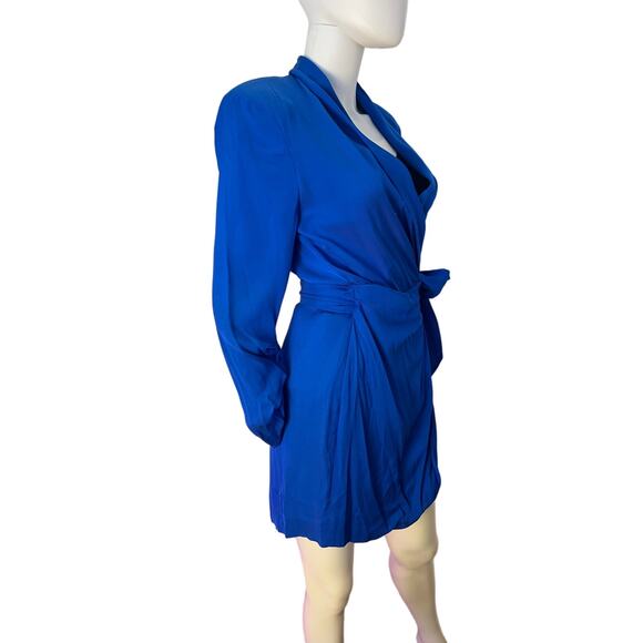Zara Cobalt Blue Wrap V-Neck Dress NWT $80 Size Small - Picture 3 of 5